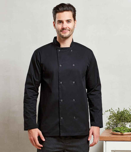 Studded front long sleeve chef's jacket PR665