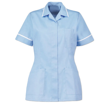 Size 8 Alexandra Women’s Nurses Tunic Pale Blue with White Trim (D313)