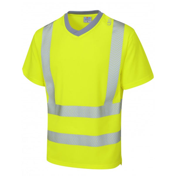 Leo Workwear LARKSTONE ISO 20471 Class 2 Coolviz Plus TShirt Yellow