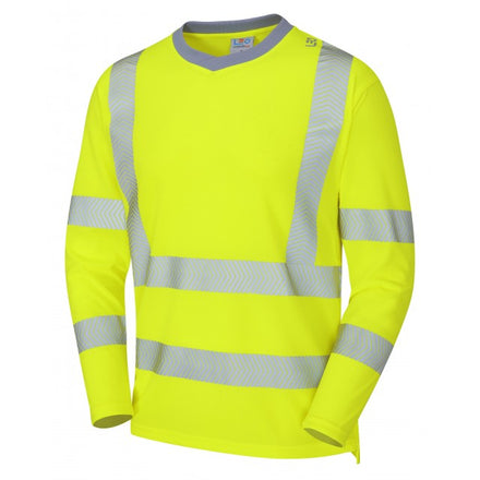 Leo Workwear CAPSTONE ISO 20471 Class 3 Coolviz Plus Sleeved T-Shirt Yellow T08-Y-LEO