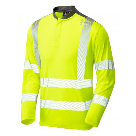 Leo Workwear WATERMOUTH ISO 20471 Class 3 Performance Sleeved T-Shirt Yellow T13-Y-LEO