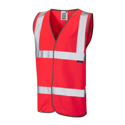 Leo Workwear TARKA - ISO 20471 Class 2 Waistcoat W01-R-LEO