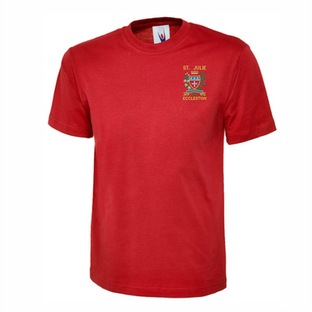 St Julie's Red PE T-shirt