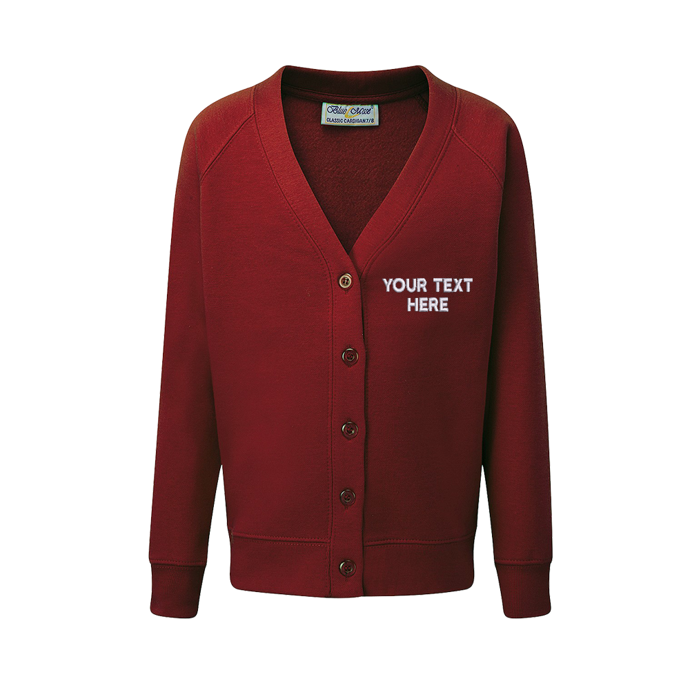 Cardigan with Embroidered Text