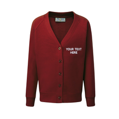 Cardigan with Embroidered Text