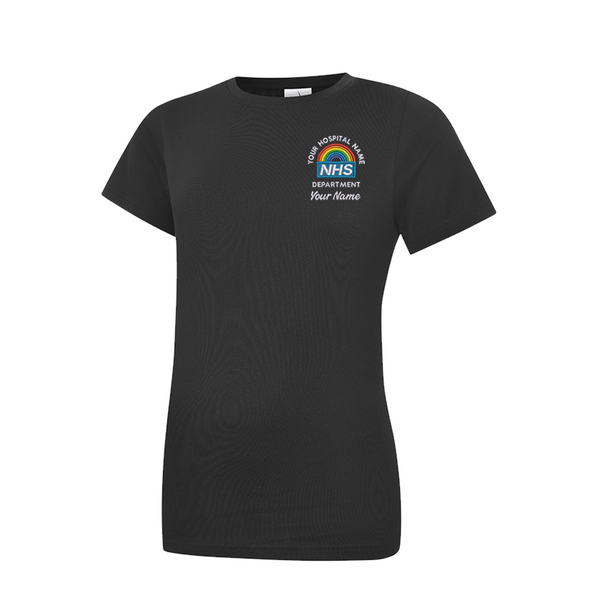 NHS Rainbow Ladies Fitted Round Neck TShirt NHS Rainbow Tshirts