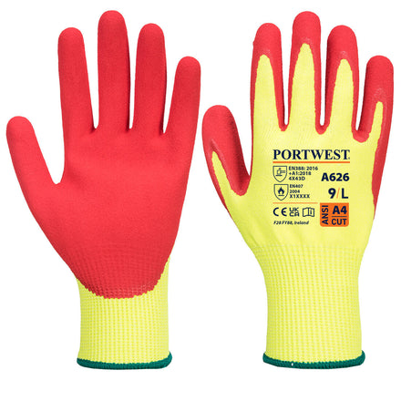 Portwest A626 Cut Protection Vis-Tex Nitrile Glove | Yellow/Red