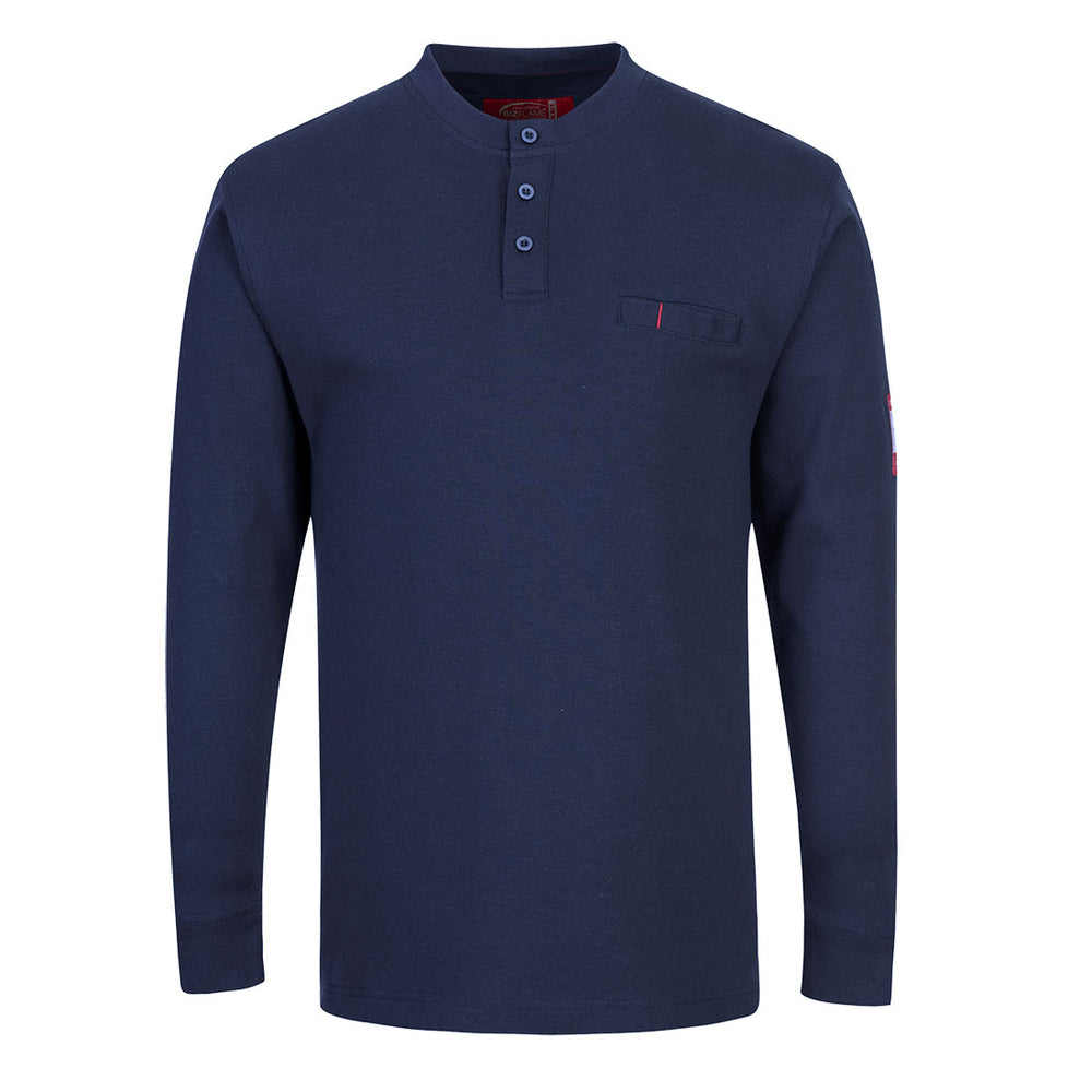 Portwest Bizflame Knit FR Long Sleeve Henley Navy FR32