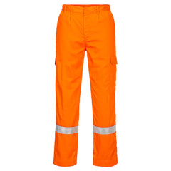 Portwest Flame Resistant Lightweight Anti-Static Hi Vis Trousers Orange