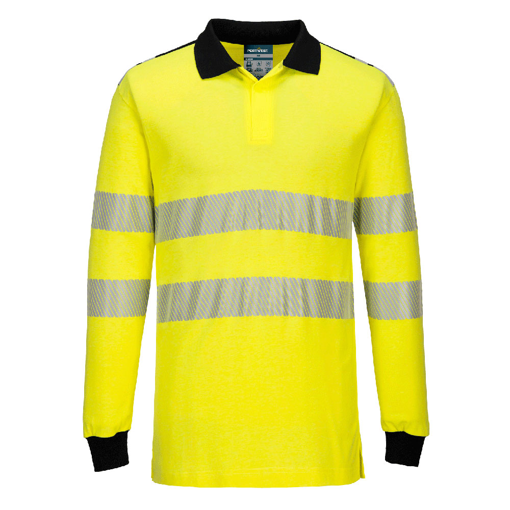 Portwest PW3 Modaflame Knit Hi-Vis FR Long Sleeve Polo Shirt FR702
