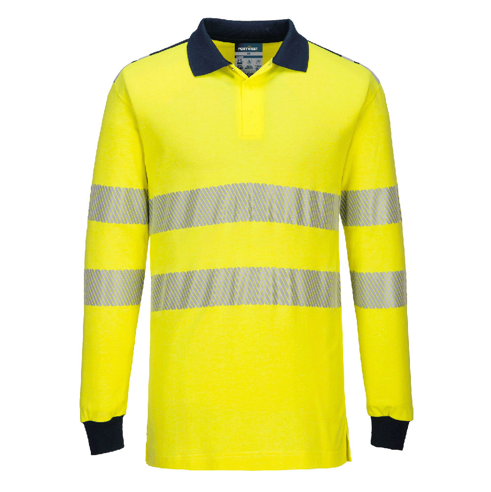 Portwest PW3 Modaflame Knit Hi-Vis FR Long Sleeve Polo Shirt FR702
