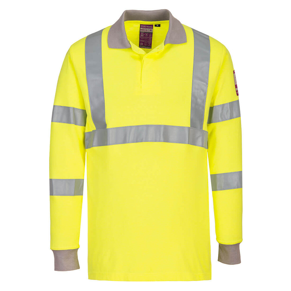 Portwest Modaflame Knit Hi-Vis FR Long Sleeve Polo Shirt FR77