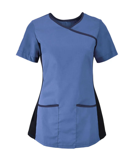 Size XL Alexandra Blue/Black Women's Stretch Scrub Top (NF43A)