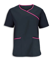 Size 2XL Alexandra Black/Pink Mens Stretch Scrub Top (NM43)