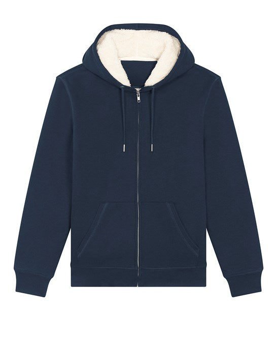 Large Navy Unisex Hygger sherpa zip-through sweatshirt