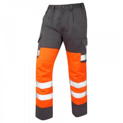 Leo Workwear BIDEFORD ISO 20471 Class 1 Cargo Trouser Orange/Grey