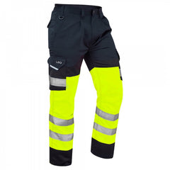 Leo Workwear BIDEFORD ISO 20471 Class 1 Cargo Trouser Yellow/Navy