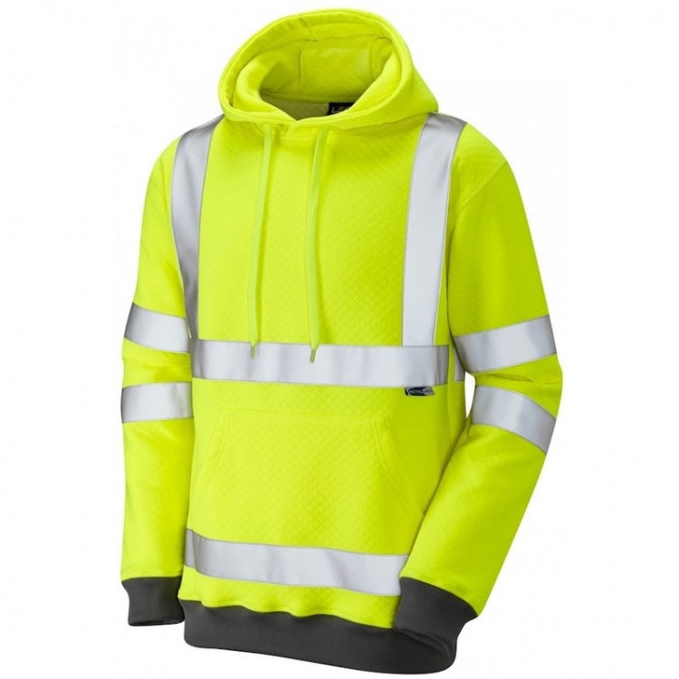 Leo Workwear GOODLEIGH ISO 20471 Class 3 Hooded Sweatshirt Yellow