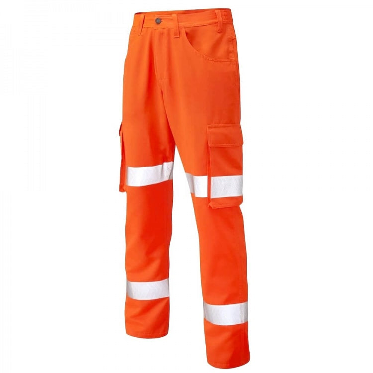 Leo Workwear YELLAND ISO 20471 Class 1 Lightweight Cargo Trouser Orange