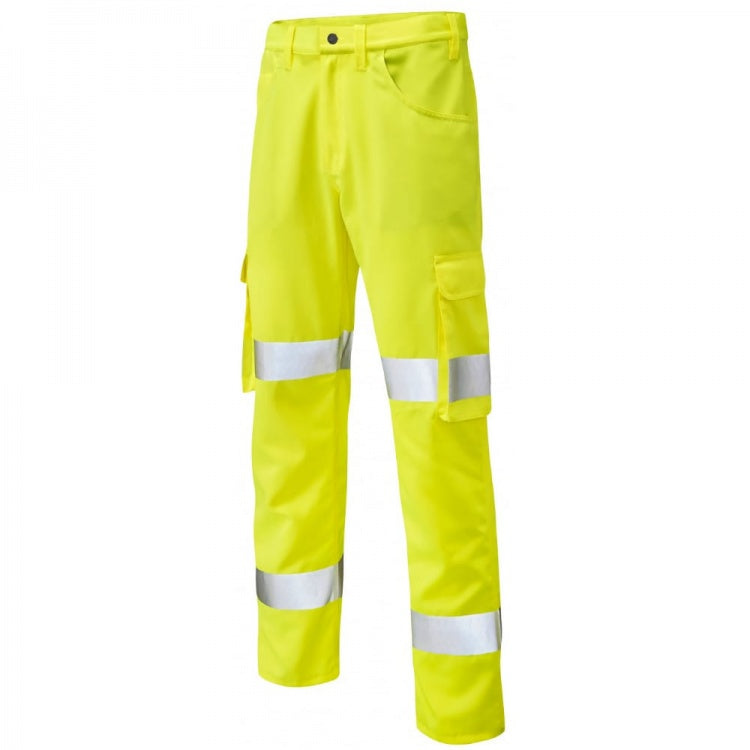 Leo Workwear YELLAND ISO 20471 Class 1 Lightweight Cargo Trouser Yellow