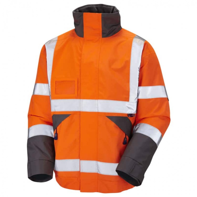 Leo Workwear J02-O Bickington Superior Hi Vis Bomber Jacket with Fleece Lining Orange
