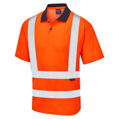 Leo Workwear CROYDE ISO 20471 Class 2 Comfort EcoViz®PB Polo Shirt Orange