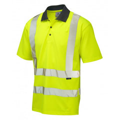 Leo Workwear ROCKHAM ISO 20471 Class 2 Coolviz Polo Shirt (EcoViz) Yellow