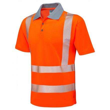 Leo Workwear WOOLACOMBE ISO 20471 Class 2 Coolviz Plus Polo Shirt Orange