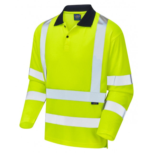 Leo Workwear Swimbridge ISO 20471 Class 3 Comfort EcoViz®PB Sleeved Polo Shirt Yellow