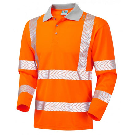 Leo Workwear BARRICANE ISO 20471 Class 3 Coolviz Plus Sleeved Polo Shirt Orange