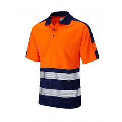 Leo Workwear WATERSMEET ISO 20471 Class 1 Dual Colour Coolviz Plus Polo Shirt Orange/Navy