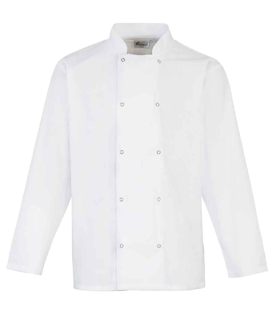 Studded front long sleeve chef's jacket PR665