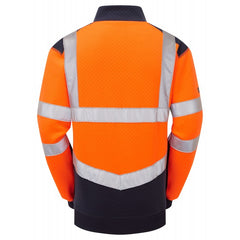 Leo Workwear TAPELEY Dual Colour Hi Vis 1/4 Zip Sweatshirt Orange/Navy
