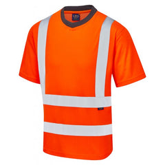 Leo Workwear NEWPORT ISO 20471 Class 2 Comfort EcoViz®PB T-Shirt Orange