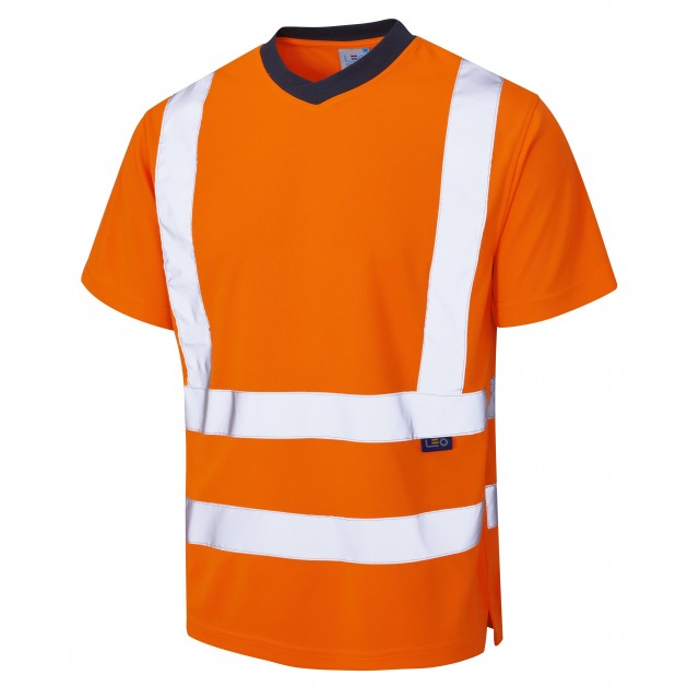 Leo Workwear BRAUNTON ISO 20471 Class 2 Coolviz T-Shirt (EcoViz) Orange T02-O-LEO