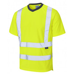Leo Workwear BRAUNTON ISO 20471 Class 2 Coolviz T-Shirt (EcoViz) Yellow T02-Y-LEO