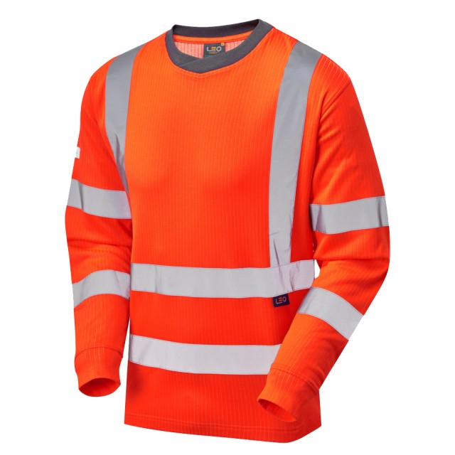 Leo Workwear RIVERTON ISO 20471 Class 3 Comfort EcoViz PB Sleeved T-Shirt Orange
