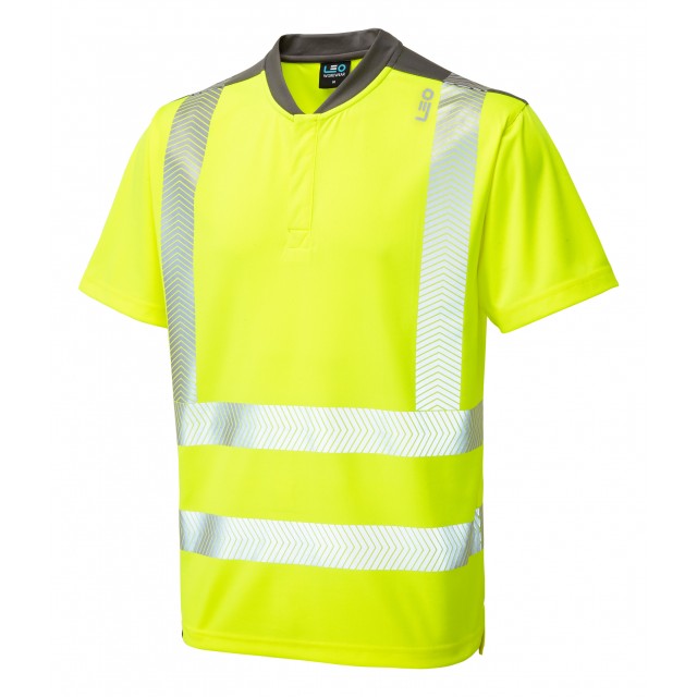 Leo Workwear PUTSBOROUGH ISO 20471 Class 2 Performance T-Shirt Yellow T12-Y-LEO