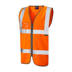 Leo Workwear  RUMSAM ISO 20471 Class 2 Waistcoat Zip Front & ID Pocket Orange W02-O-LEO