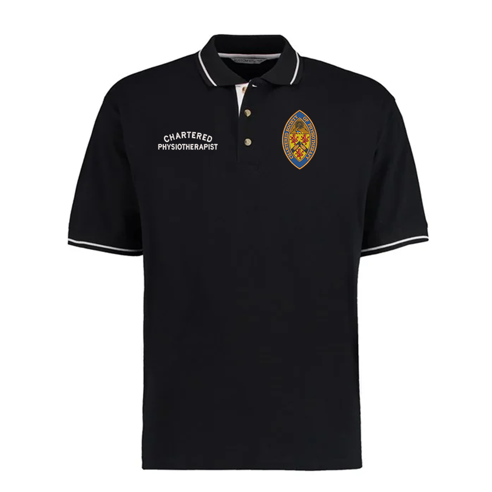CSP Physiotherapy Black with White Tipped Polo Shirt