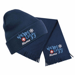 Hat & Scarf Bundle - 'Warm & Cozy' Design with Name