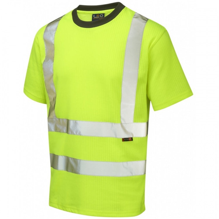 Leo Workwear NEWPORT ISO 20471 Class 2 Comfort EcoViz®PB T-Shirt Yellow