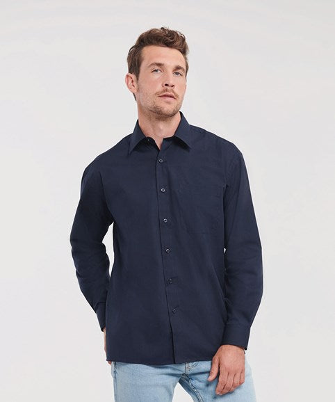 Long sleeve polycotton easycare poplin shirt J934M