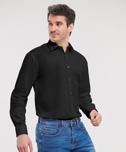 Long sleeve pure cotton easycare poplin shirt J936M