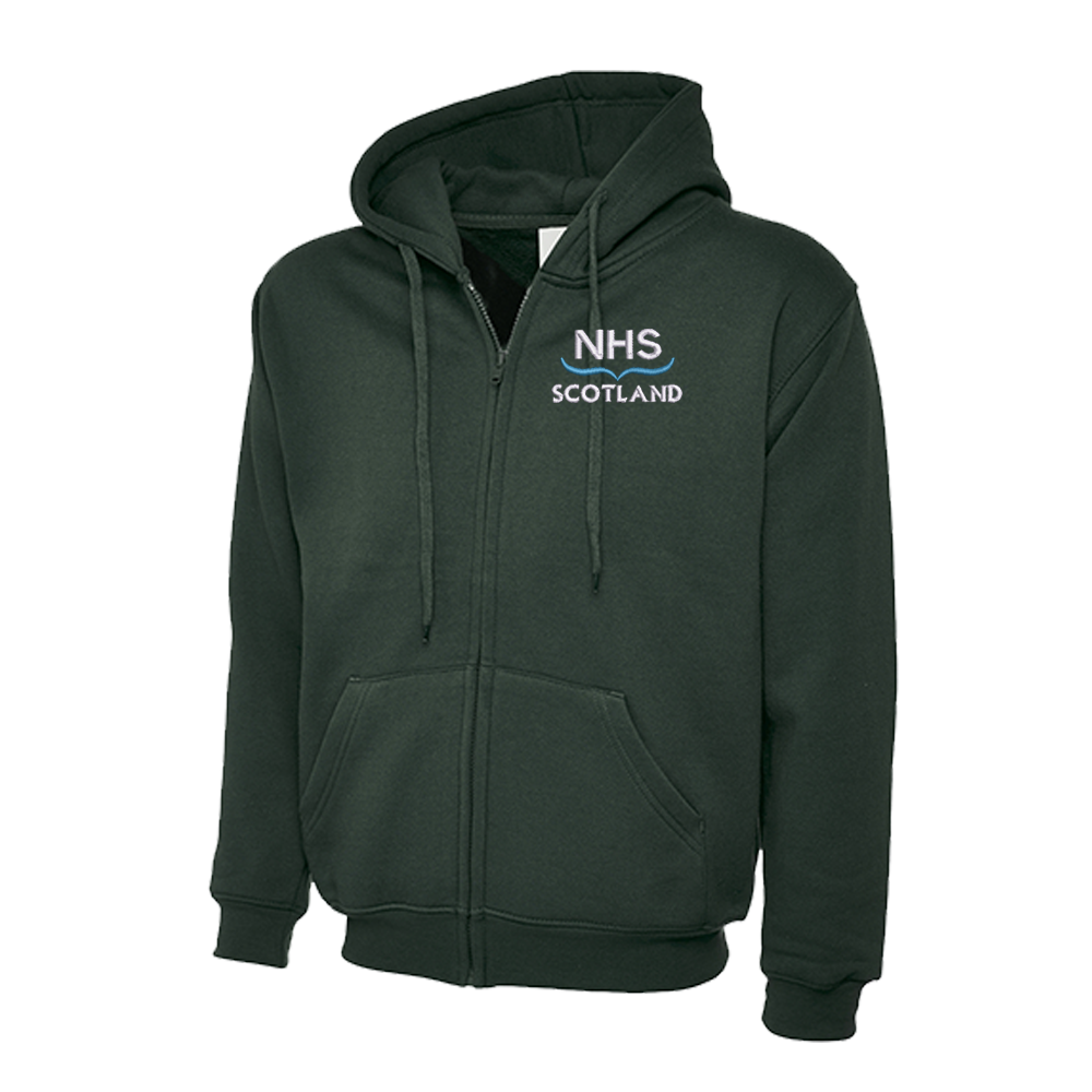 Nhs logo zipped hooded sweatshirt shop