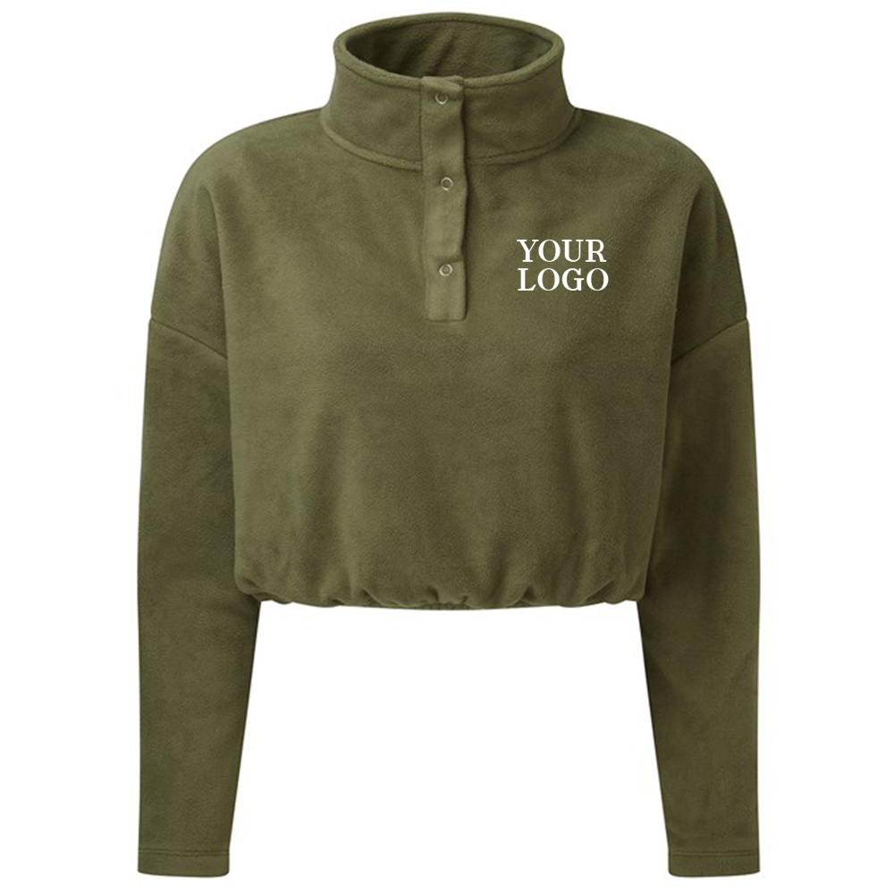 Women's Cropped Button Up Fleece with FREE Logo (TR087)