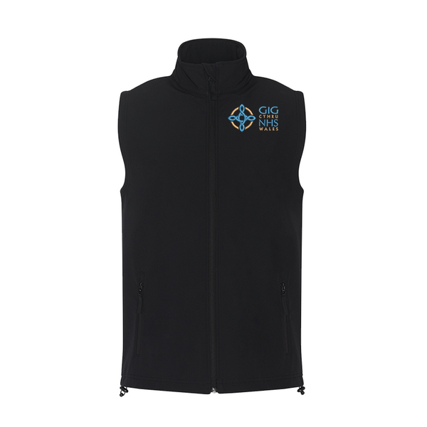 NHS Wales Softshell Gilet NHS Logo Bodywarmers for Hospital Staff