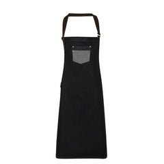 Division waxed-look denim bib apron with faux leather PR136